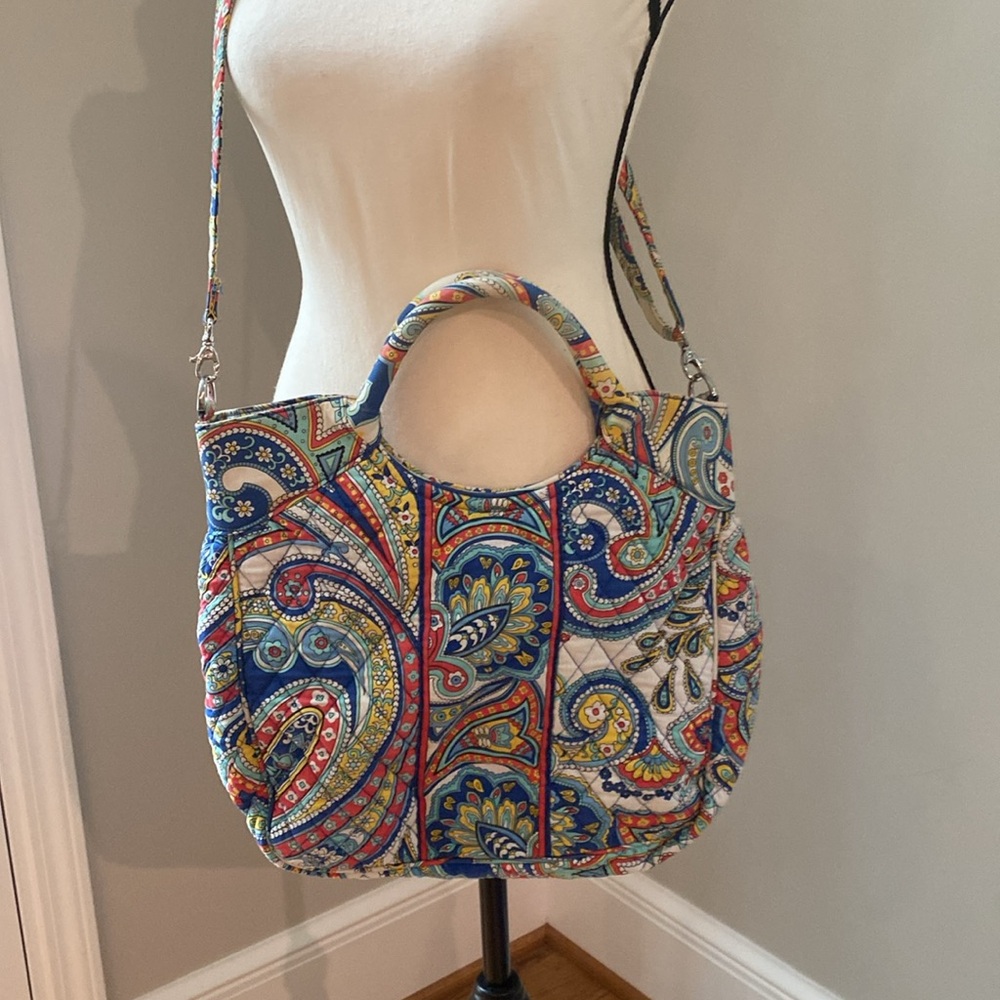 Retired Vera Bradley vintage Marina Paisley tote bag quilted cotton cross body - Picture 12 of 14